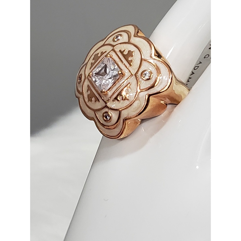 LAUREN G ADAMS enamel rose gold ring victorian cocktail geometric art deco